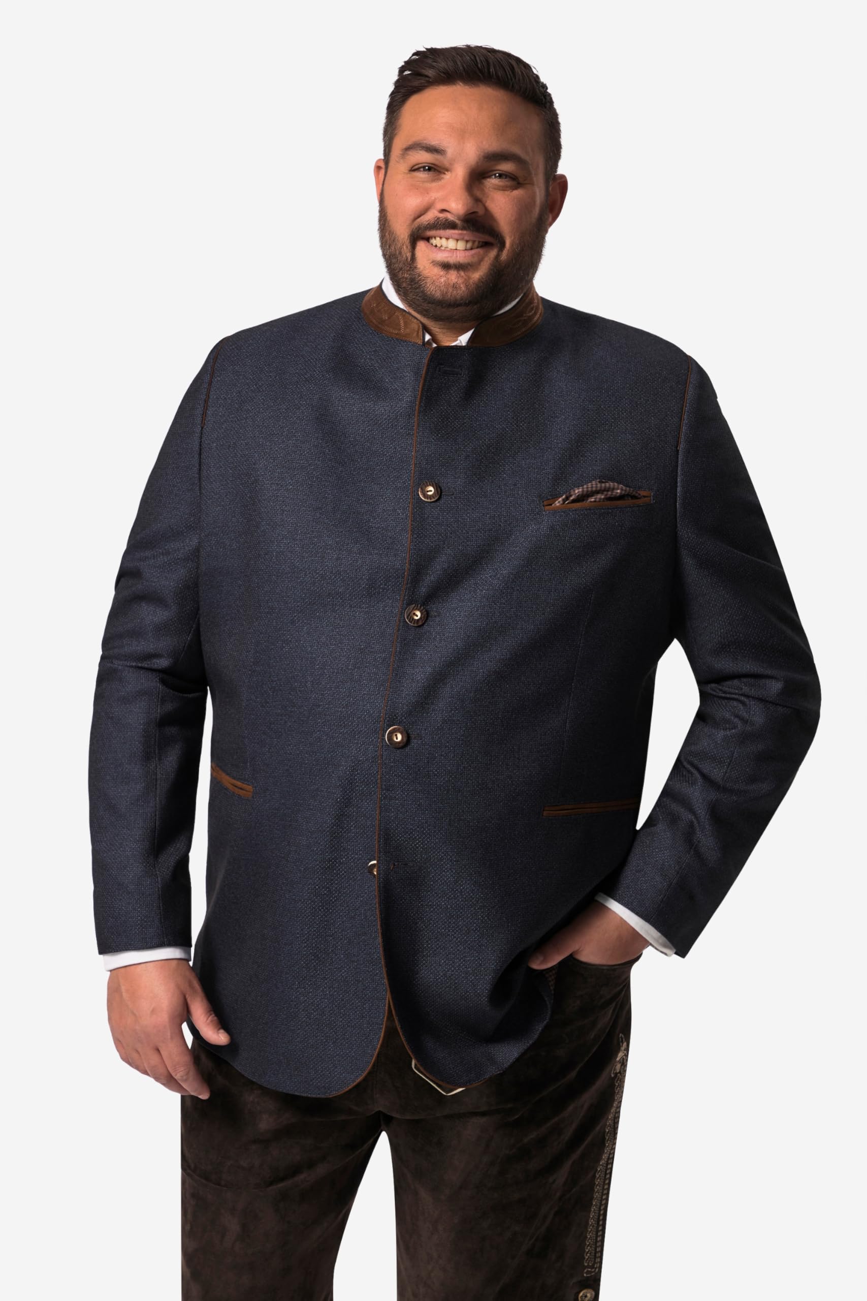 Men Plus Herren große Größen Übergrößen Menswear L-8XL Janker, Trachten, Leinenoptik, Stehkragen 831435