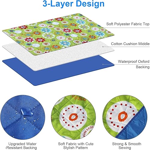 Miniatura 4 de Bertte Manta de picnic al aire libre, manta de playa extragrande, plegable, ligera, impermeable, sin arena, tapete de juego para niños (79 x 59