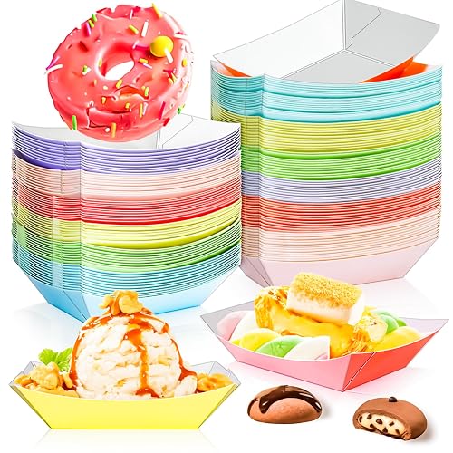 MotBach 1/2 lb Paper Food Boat Trays, 80 Pack