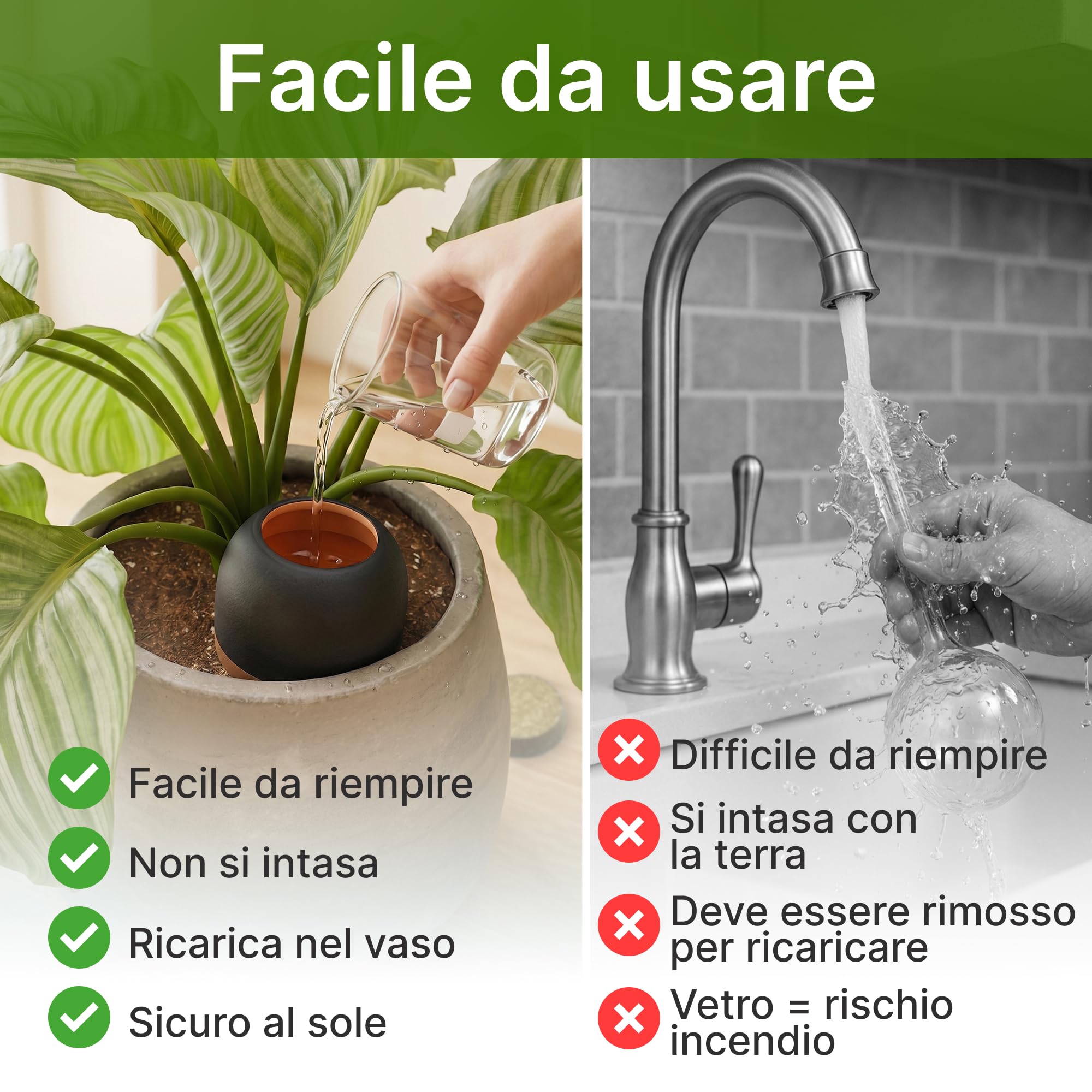 MINISMUS Dosatore Acqua per Piante, Autoirrigazione Piante Vaso, Irrigatori per Vasi Terracotta, Coni Irrigazione, Dispenser Acqua, Riserva Annaffiatura, 950ml 4 Pezzo