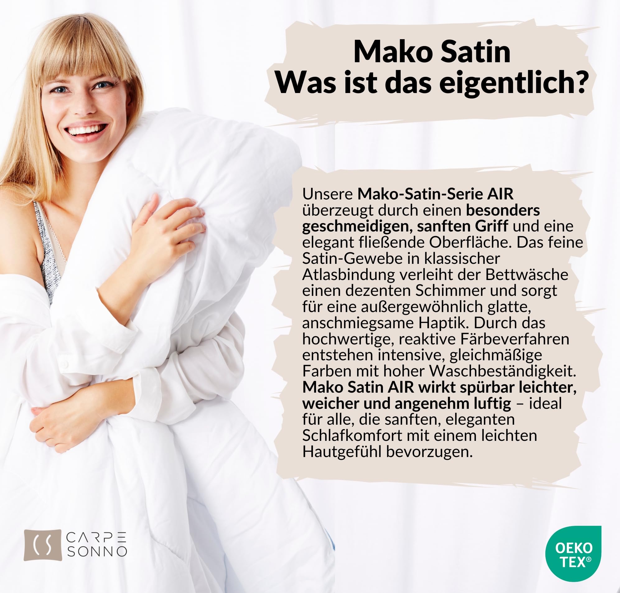 Carpe Sonno Mako Satin Bettwäsche 135 x 200 | 100% Baumwolle | Einfarbige Satin Bettwäsche 135x200 Baumwolle | Bettbezug Set Sommer bis Winter | 2 teilig mit Reißverschluss - Blau Uni