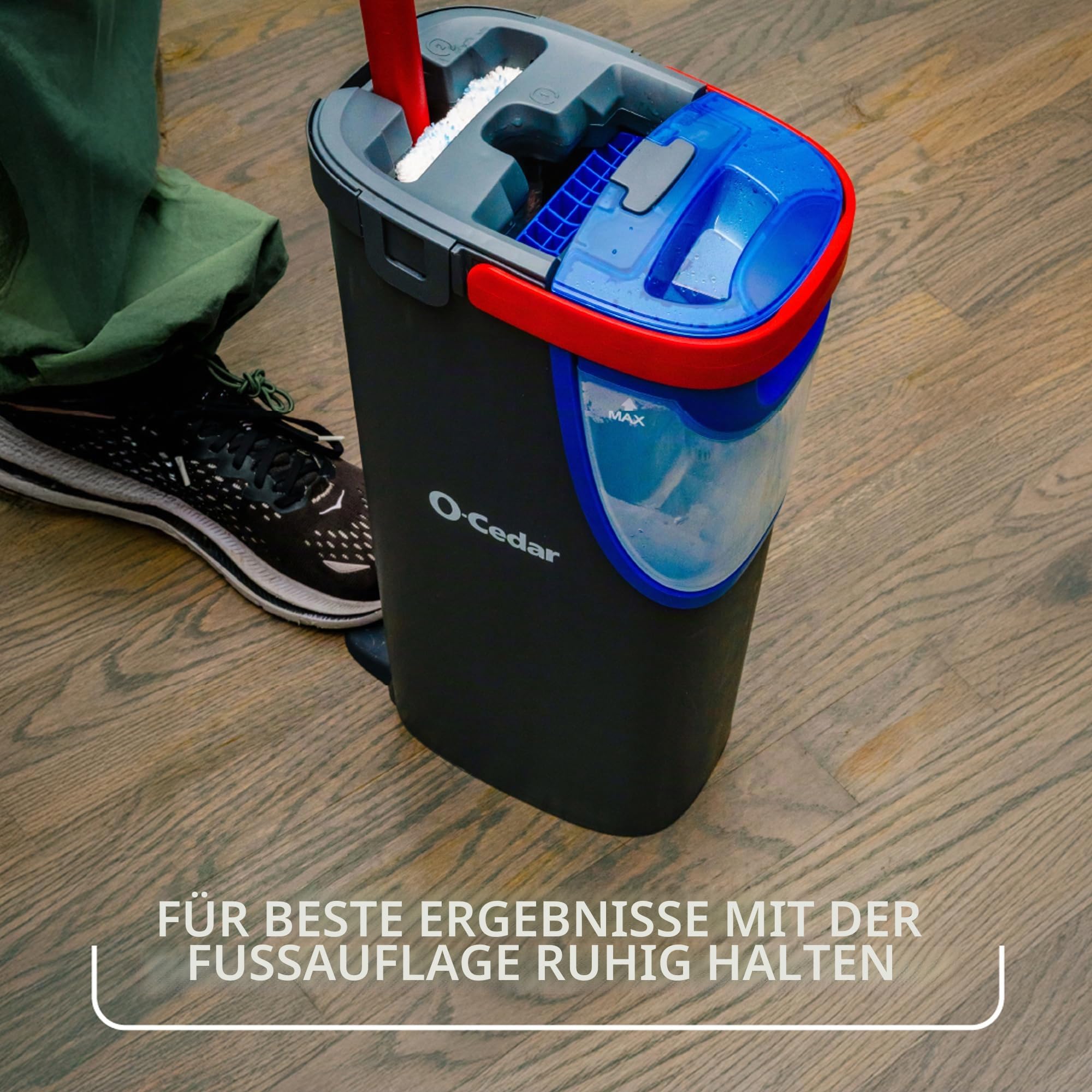 O-Cedar H2prO Flaches Wischmopp-System, schnelles Reinigungswerkzeug, Reinigung mit sauberem Wasser, maschinenwaschbar, wiederverwendbar, Mikrofaser-Wischpad, sicher auf Holzböden, Vinyl, Fliesen,