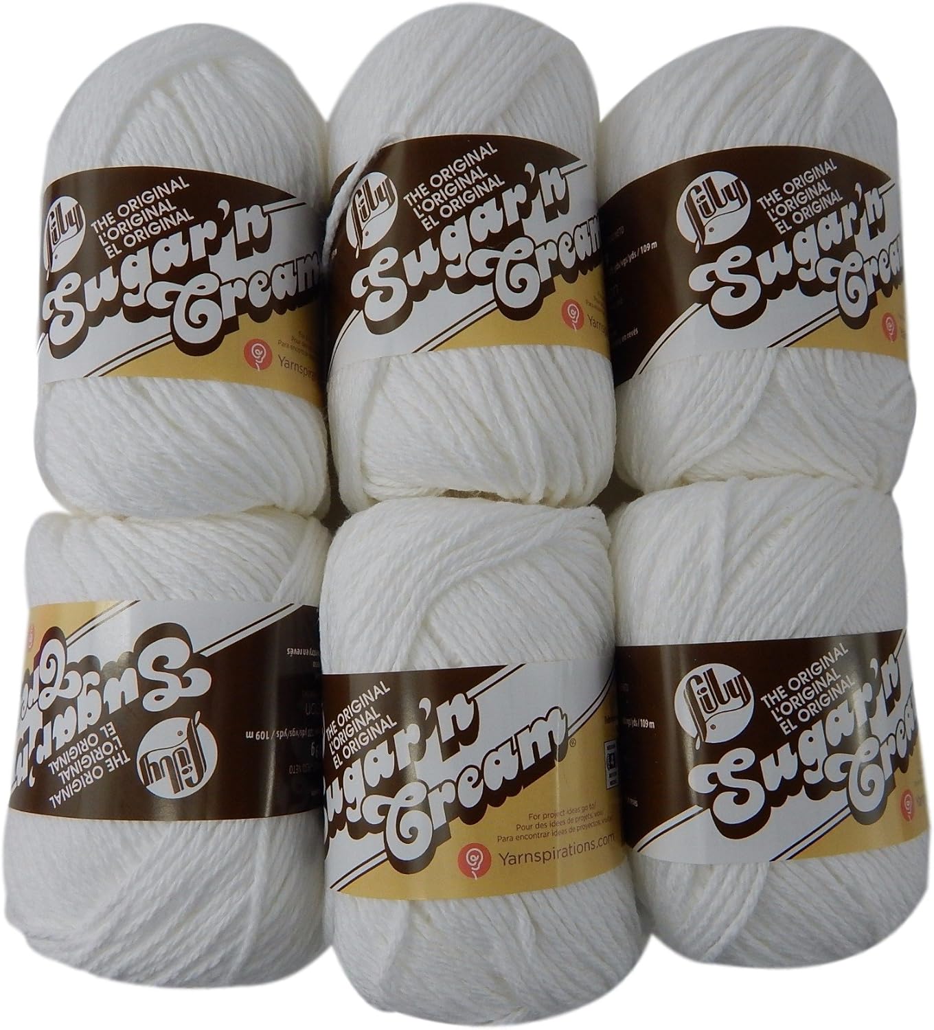 Bulk Buy: Lily Sugar'n Cream Yarn 100% Cotton Solids Medium #4 Worsted (White Solid)