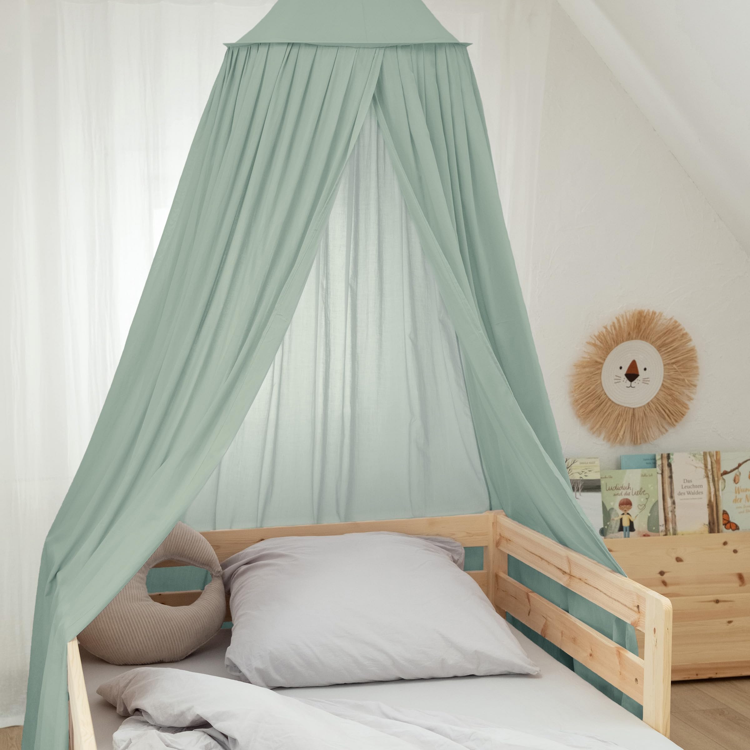 Ehrenkind® Baldachin mit Ring | Wohlfühl-Dekoration für das Kinderzimmer | Betthimmel Kinderzimmer aus 100% Bio-Baumwolle | Als Betthimmel Hausbett oder Himmelbett Vorhänge | Beige
