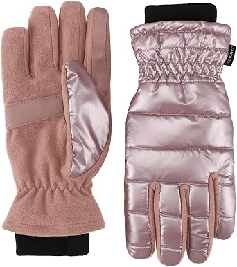 isotoner womens Water Repellent Touchscreen Iridescent Sleekheat Gloves and Flip Top Mittens