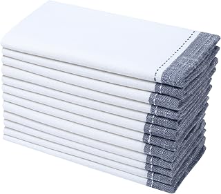 Cotton Cloth Napkins Set of 12 White, 18x18 Inch