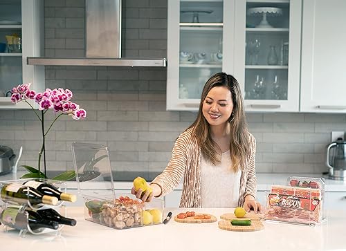 Miniatura 3 de Organizador de refrigerador con tapa y separadores extraíbles, apilable multiusos para bolsitas de té, arte y manualidades, cocina, despensa,