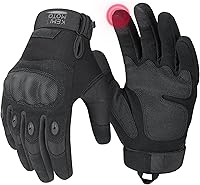 KEMIMOTO Tactical Gloves for Men: Touchscreen Motorcycle Gloves with Hard Knuckle Protection & Anti-Slip Palm for Airsoft, Hunting, Cycling