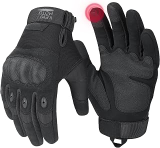 KEMIMOTO Tactical Gloves for Men: Touchscreen Motorcycle Gloves with Hard Knuckle Protection & Anti-Slip Palm for Airsoft, Hunting, Cycling