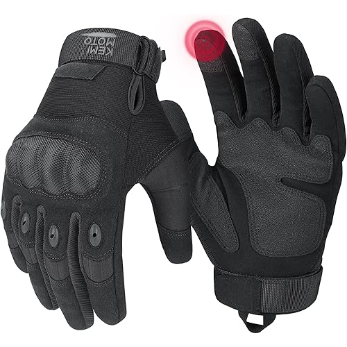 KEMIMOTO Tactical Gloves for Men, Touchscreen Motorcycle Gloves with Hard Shell & Palm Padding for Sports Motorcycle Cycling Tactical Airsoft Paintball Hunting Hiking Camping Climbing