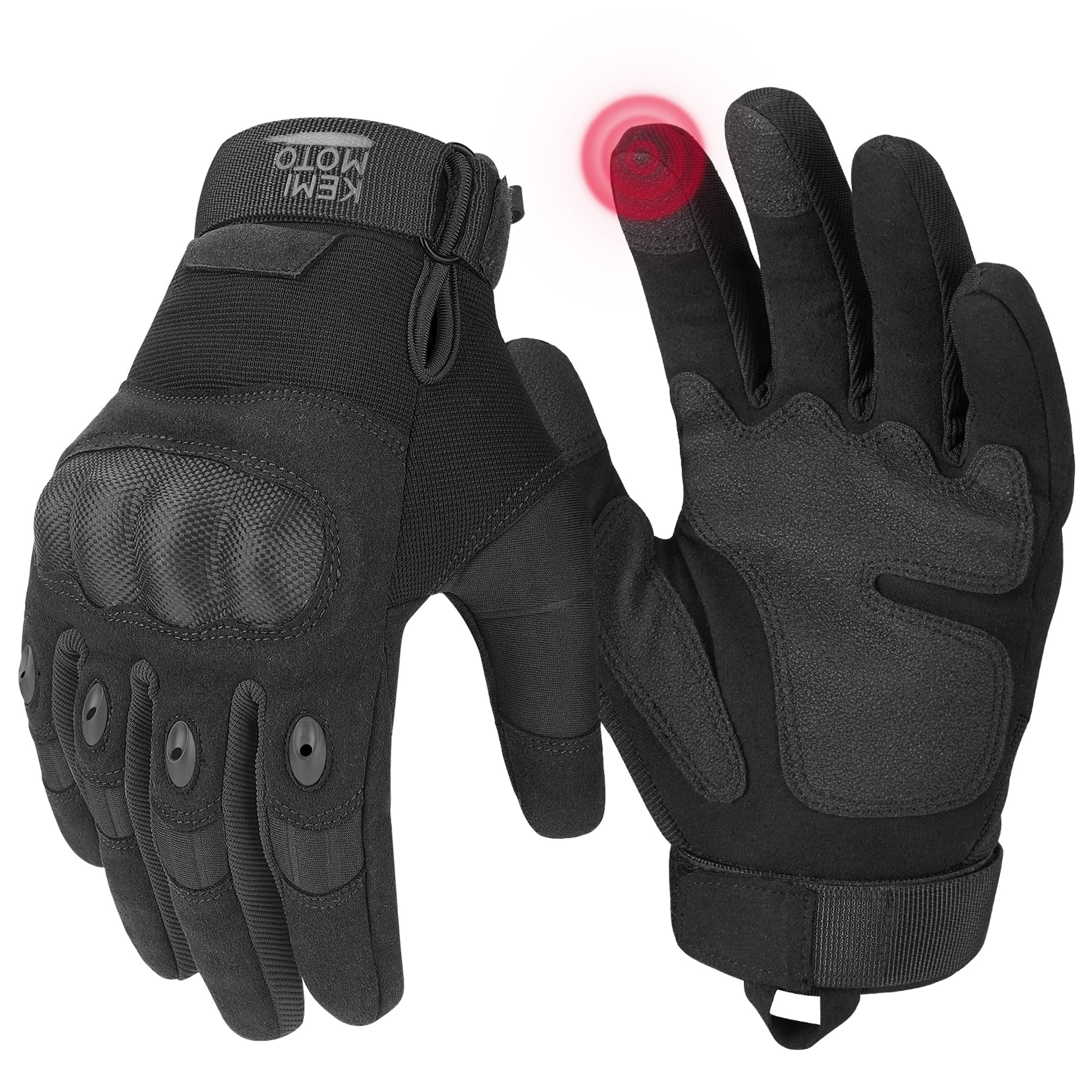 KEMIMOTO Tactical Gloves for Men, Touchscreen Motorcycle Gloves with Hard Shell & Palm Padding for Sports Motorcycle Cycling Tactical Airsoft Paintball Hunting Hiking Camping Climbing