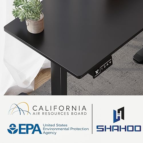 Miniatura 8 de Shahoo Escritorio eléctrico de pie en forma de L, mesa de esquina ajustable de altura de 63 x 55 pulgadas, estación de trabajo para computadora de