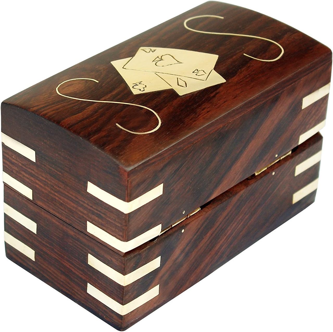 IBLAY Wooden Double Deck Playing Card Box Holder - Solid Wood Storage Case for 2 Poker or Bridge Decks, Handmade Card Organizer, Decorative Travel-Friendly Gift