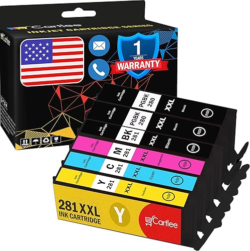 Cartlee 6 cartuchos de tinta compatibles para PGI-280XXL CLI-281XXL 280 XXL 281XXL para Canon Pixma TS8100 TS8120 TS8200 TS8222 TS8220 TS8300 TS8320