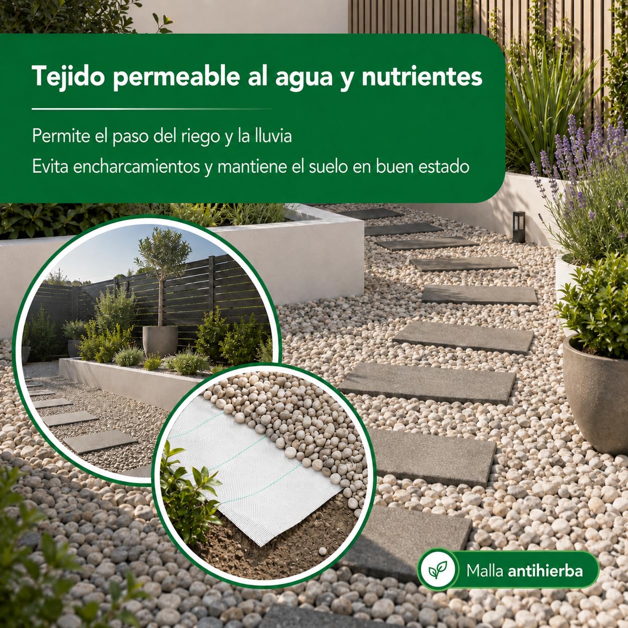 Malla Antihierba Blanca 2x25m, 105gr, Malla Geotextil contra Maleza y Malas Hierbas, para el Huerto, Estable a Rayos UV y Permeable