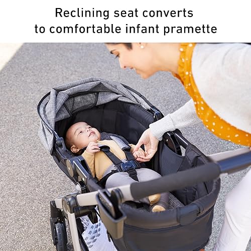 Vista 2 de Graco Modes Pramette 3 en 1 Sistema de Viaje, Combo de Silla de Coche y Carriola, Silla de Coche para Bebé Orientada hacia atrás, Moisés Infantil a