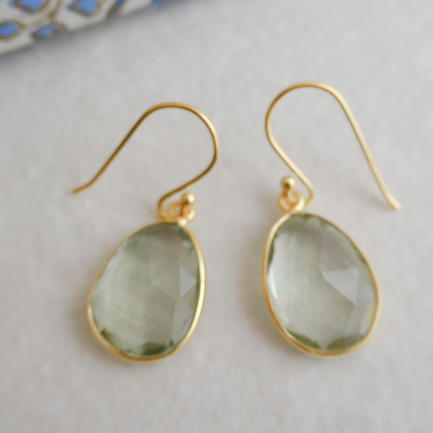 Gemstone Gold Plated Sterling Silver Drop Earrings - Natural Gem - Handmade Jewelry Gift Ideas for Her Women - Christmas Birthday Valentine's Mother's Day - Image 5