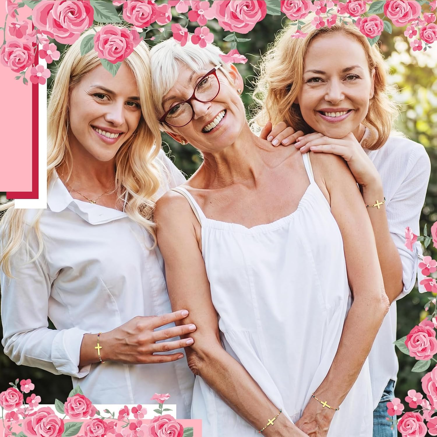 Tondiamo International Womens Day Christian Cross Bracelets with Cards Gifts Bulk for Church Women Inspirational Religious Jewelry Gold Cross Charm Bracelets Party Favors - Image 4