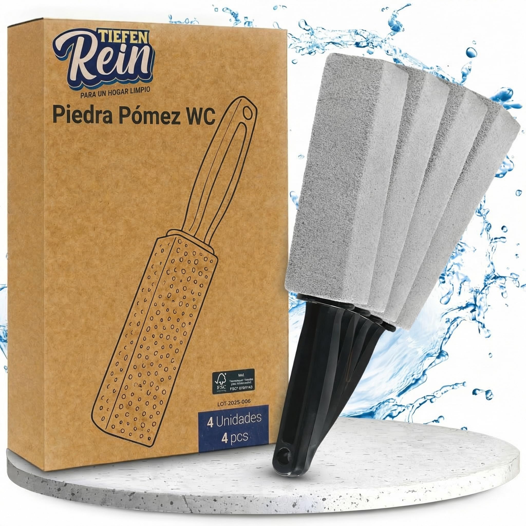 Piedra Pómez WC Profesional 4x – Piedra Pómez para Limpieza WC contra Cal y Manchas, Alternativa a Limpiador aseo, Antical y Piedra Blanca Limpieza para Limpieza Baño y Productos de Limpieza Hogar
