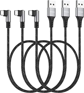 Short USB C Cable Right Angle 1.5ft 3Pack, Portable USB-C Fast Charging Cord for Samsung Galaxy S10 S9 S8 Plus Note 9 8 and Other Type c Devices