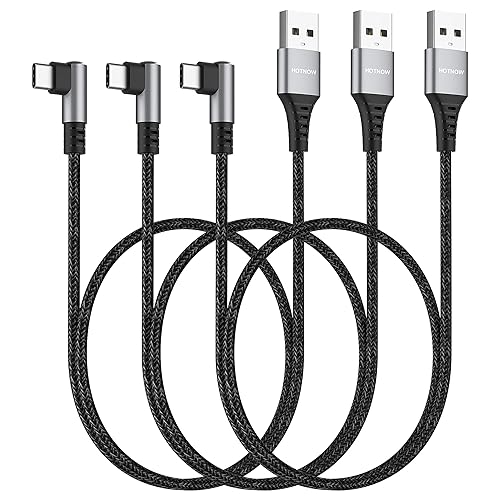 HOTNOW Cable USB C corto en ángulo recto de 1.5 pies, paquete de 3 cables de carga rápida USB-C portátil para Samsung Galaxy S10 S9 S8 Plus Note 9 8