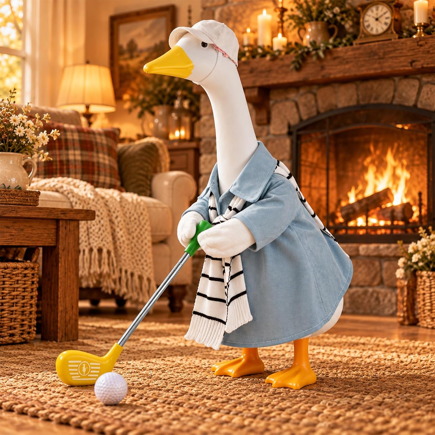 Fall Porch Goose Outfit Golfer for 23 Inch Lawn Goose Statue
