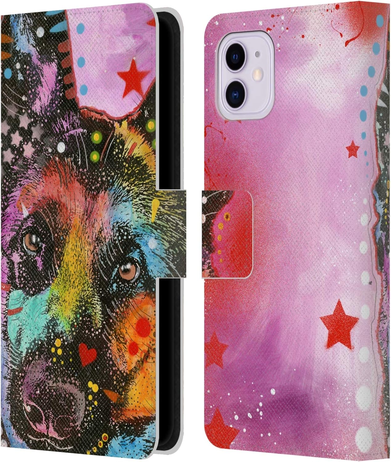 Head Case Designs Officially Licensed Dean Russo Yorkie Dogs Leather Book Wallet Case Cover Compatible with Apple iPhone 11