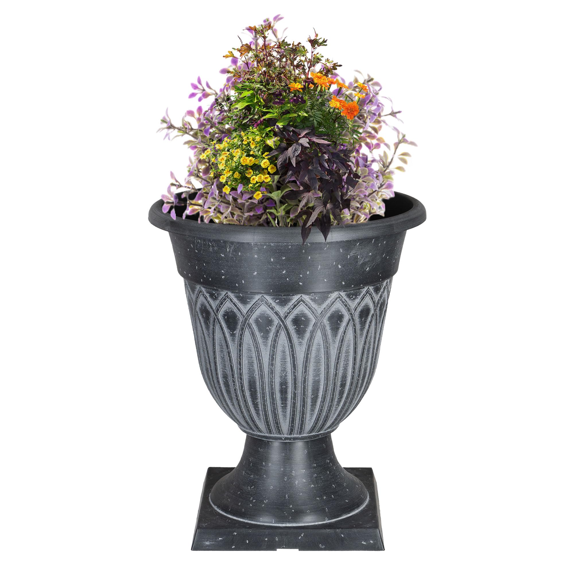 SG Traders Large Urn Plant Pot Stand, Flower Pots Outdoor Garden Planters, Indoor Plant Pot, Tall Planter with Drainage Holes, Strong Plastic Patio Home Plants,