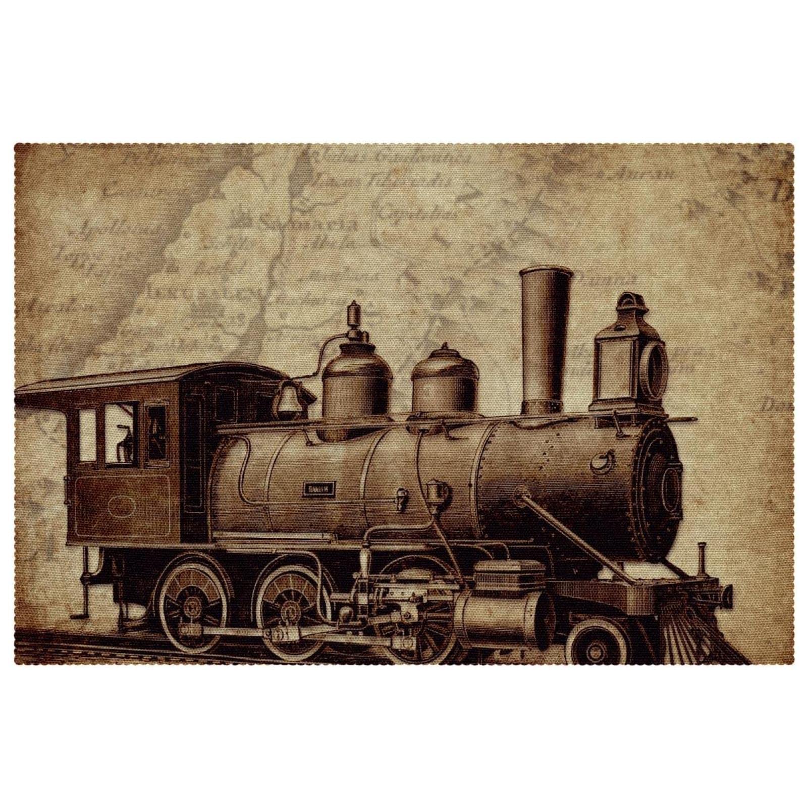 Set de table locomotive à vapeur vintage rectangulaire antidérapant 45cm