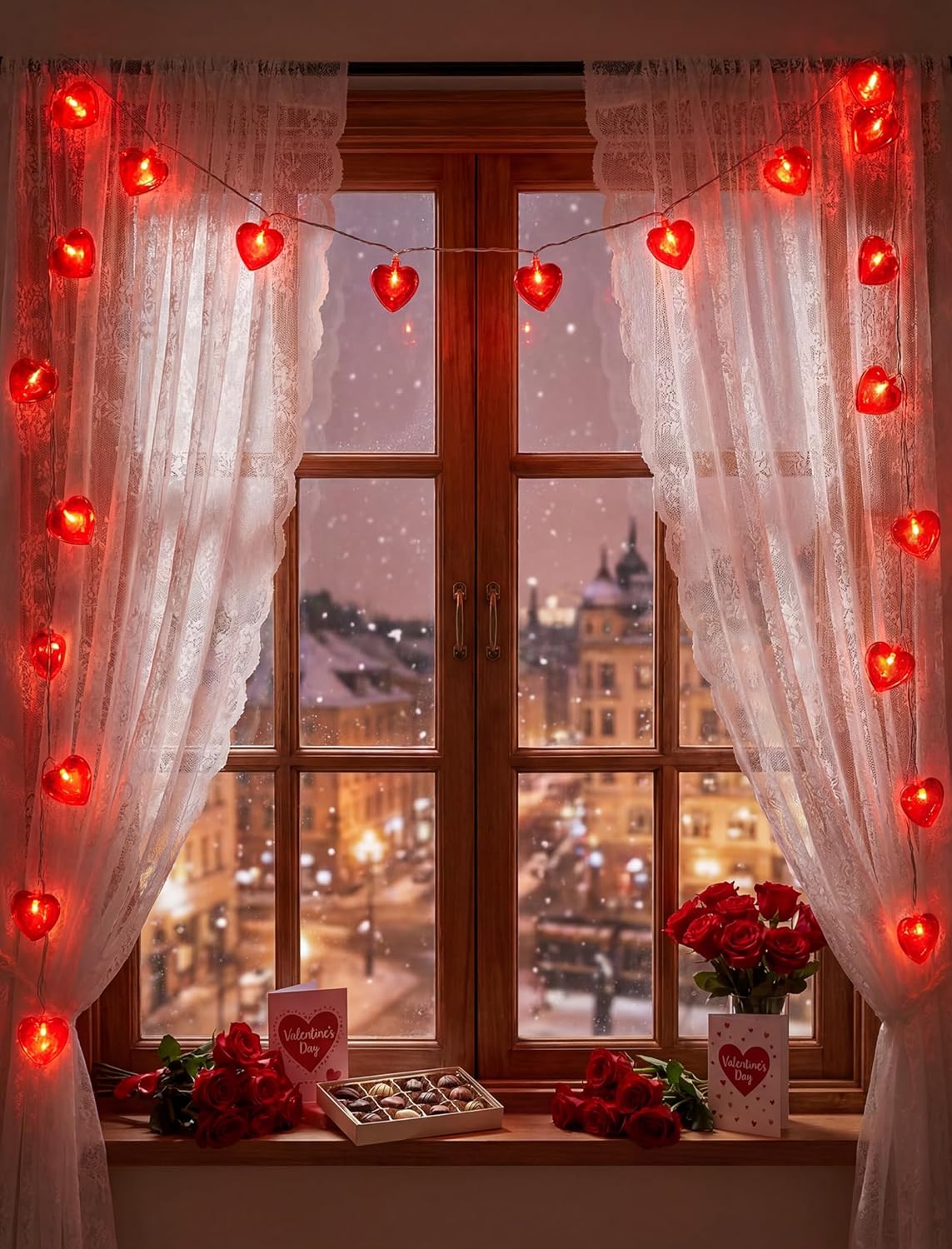 Valentines Red Heart String Lights Plug in, 8.5Ft Outdoor Valentine's Day Decorations Lights with 10 LED Red Heart Lights, Heart Fairy String Lights for Indoor Home Window Wedding Party Xmas Decor - Image 7