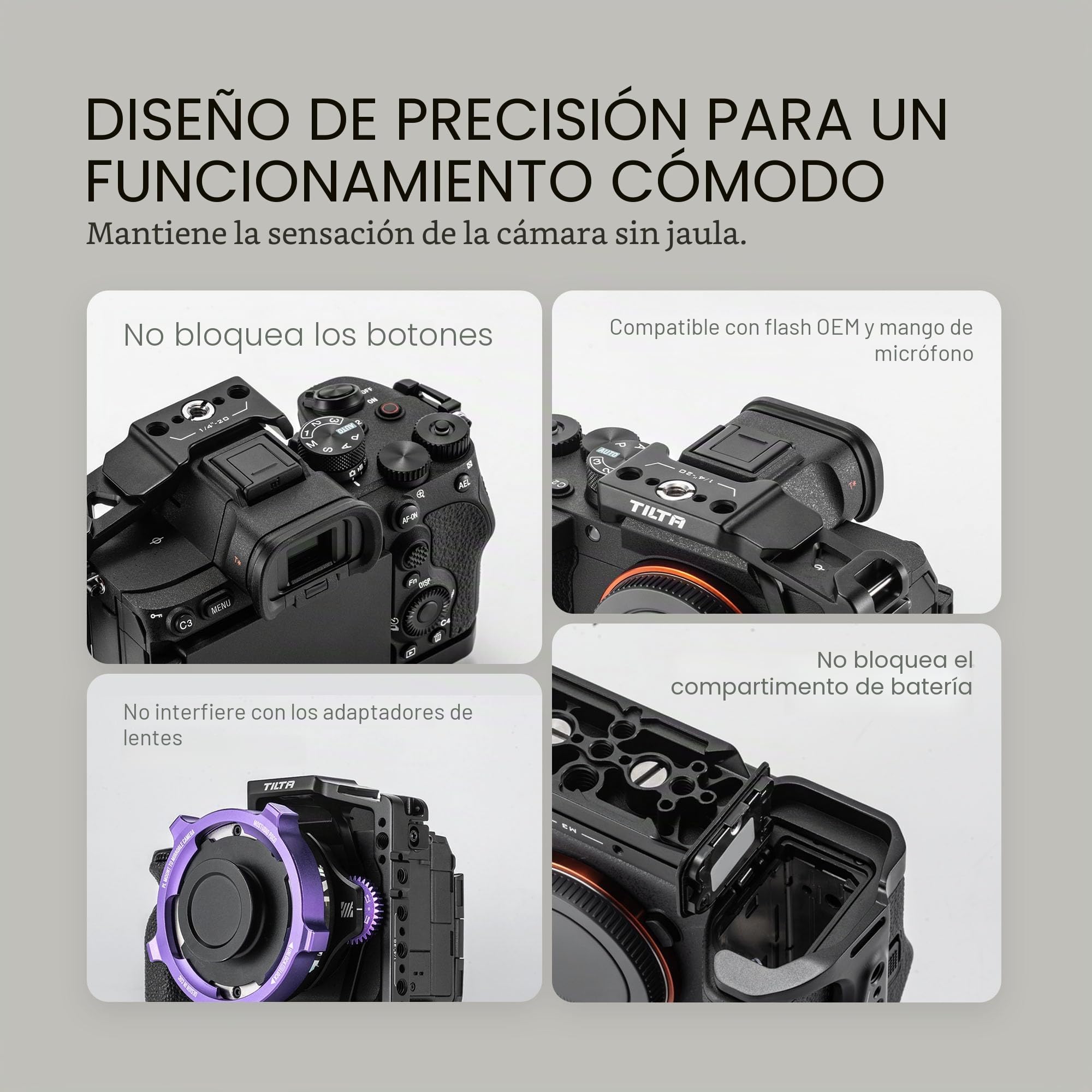 Tilta Jaula A7 V, Jaula Completa para cámara Compatible con Sony Alpha 7 V/A7 IV/A7R V Kit Profesional con asa Superior Xeno y asa Lateral Xeno - Negro TA-T100-C-B