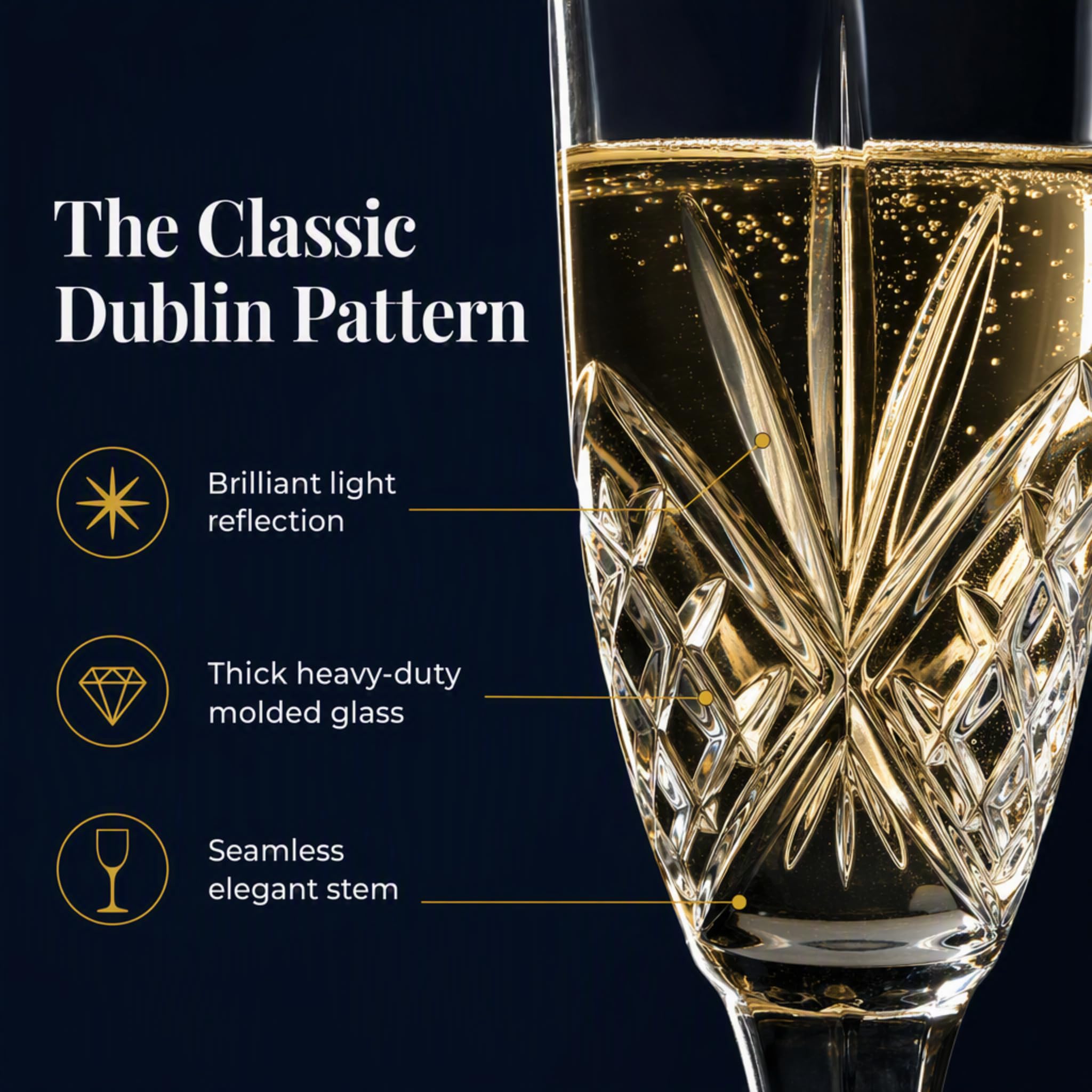 Godinger Dublin Crystal Champagne Flutes - Set of 4 -3