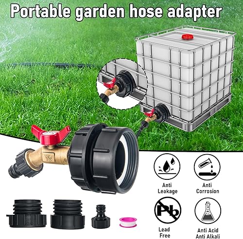 Miniatura 3 de Adaptador de bolsa IBC de 2 tamaños, accesorios de tanque IBC de 275-330 galones, válvula de bolsa de rosca fina y gruesa de 2.36 pulgadas + válvula