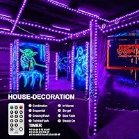 Vista 2 de Tira de luces UV de Navidad, 66 pies, 200 luces LED ultravioletas negras para exteriores e interiores, tira de luces de Navidad impermeables
