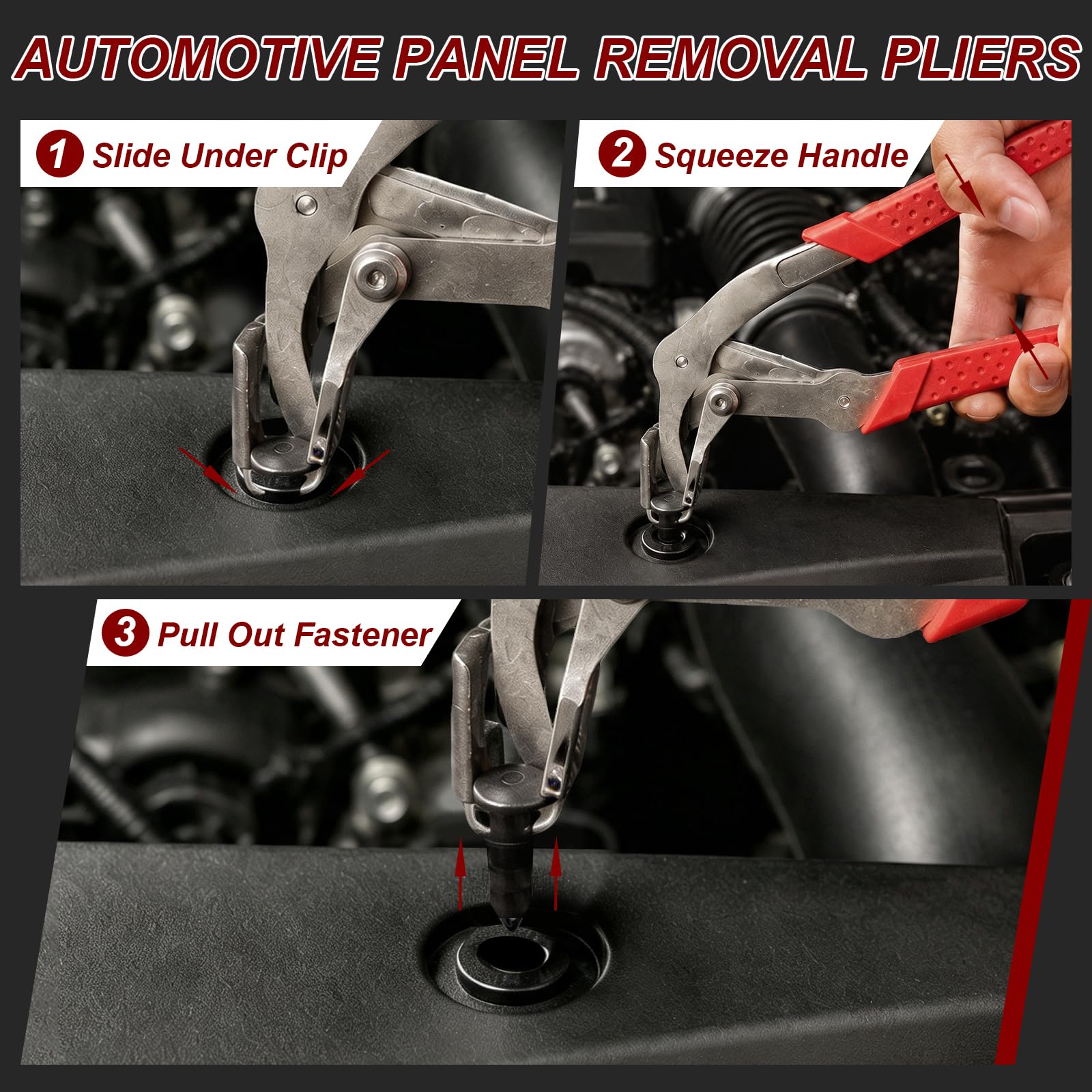 Car Trim Removal Kit - 100 Clips & Pliers -6