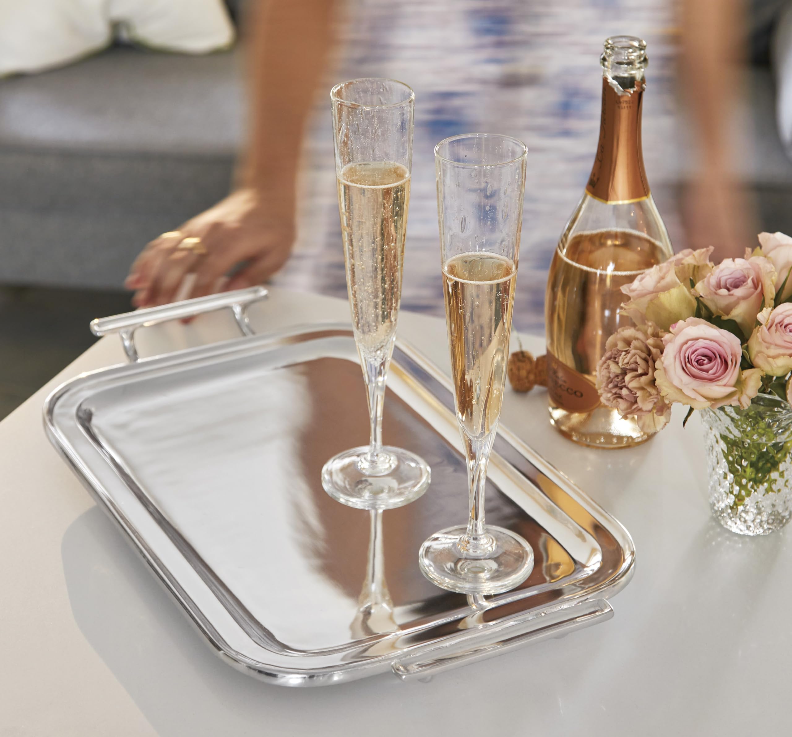 MARIPOSA Trays, Bowls & Platters tavola e Servizio, Alluminio, Signature Silver