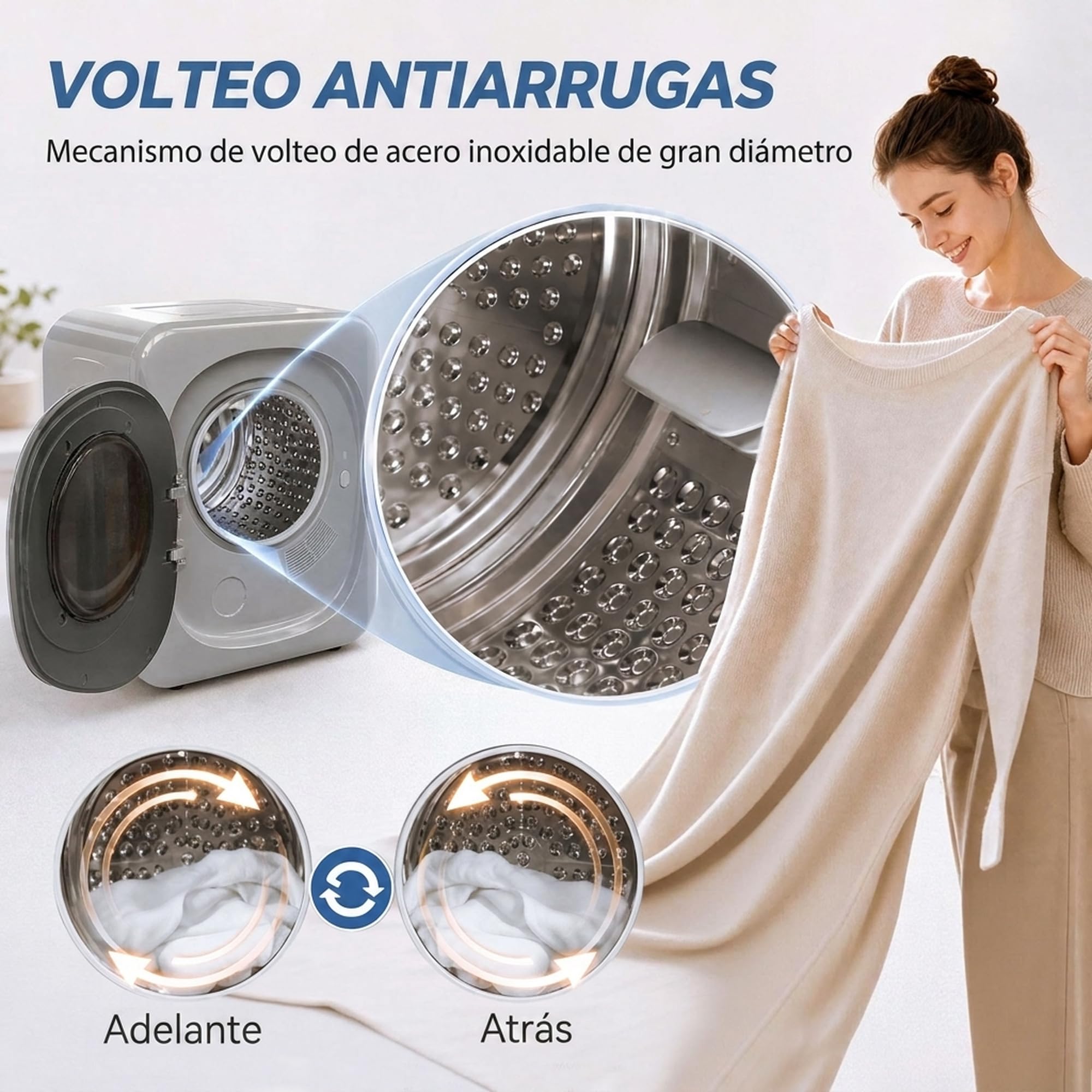 HOMCOM Secadora de Evacuación 3 kg Compacta 800W Pantalla Táctil Plata | Secadora de Ropa, Función Antiarrugas, Control Temperatura y Tiempo, Carga Frontal, Tambor Inox, Montable en Pared o Suelo
