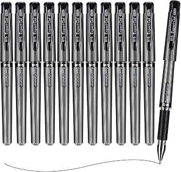 M&G Gel Pens, Black Ink Gel Pens Medium Point 0.7mm, Roller Ball Gel Ink Pens Bulk, Quick Dry Pens Smooth Writing with Anti-Slip Grip & Plug-In Cover for Office Supplies School Women Men 12 Pack