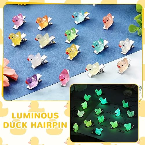 Miniatura 3 de 50 Pcs Mini Duck Hair Clips for Women Girls, CYHYII Glow in the Dark Duck Hair Barrettes Cute Mixed Colorful Animal Hairpins Hair Accessories Party