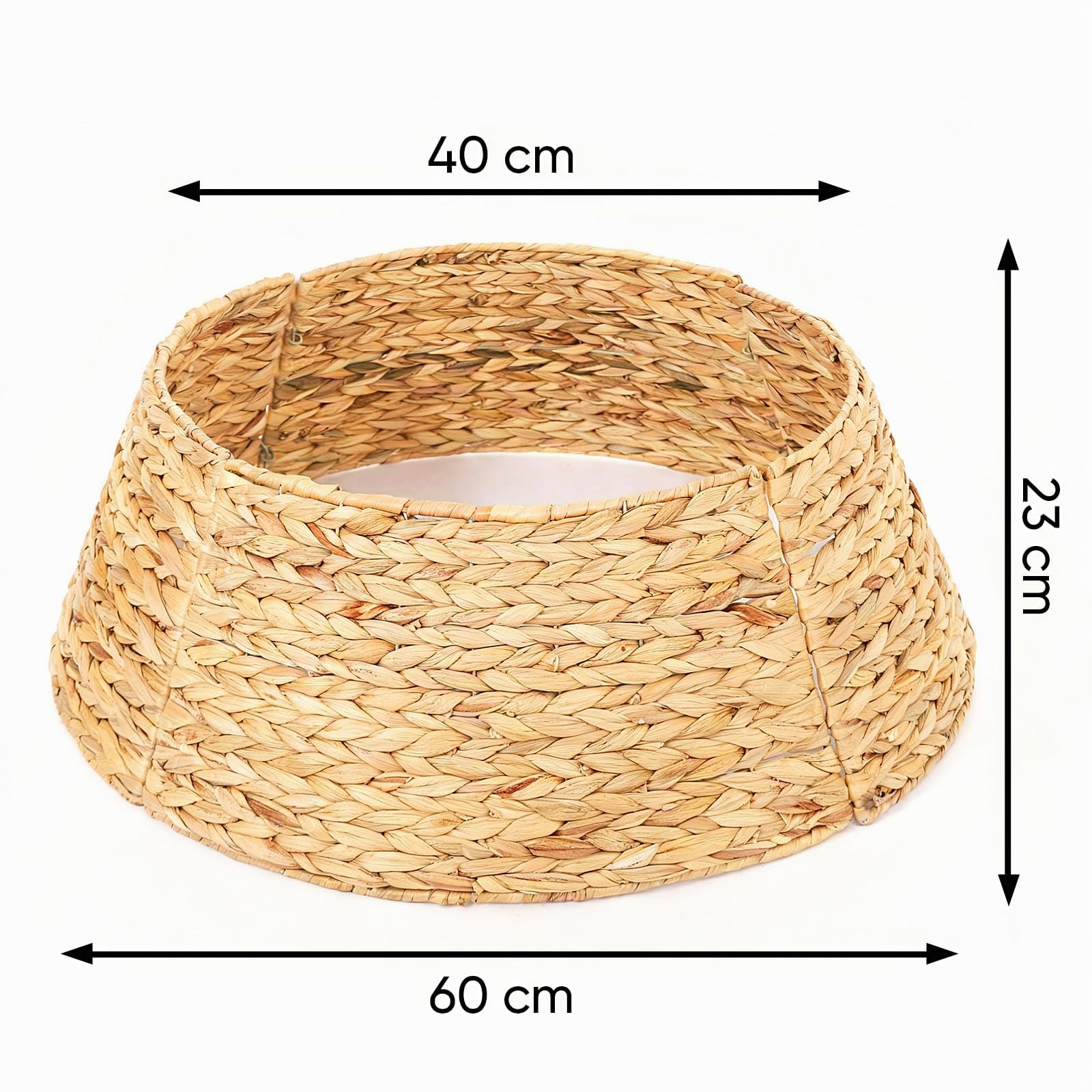 SALCAR 60cm Weihnachtsbaumring Abdeckung aus Rattan, handgefertigter Christbaumkorb, dekorativer Baumkragen, Baumständerschutz für Weihnachtsbäume, Weihnachtsdeko, Weihnachtsbaum Umrandung