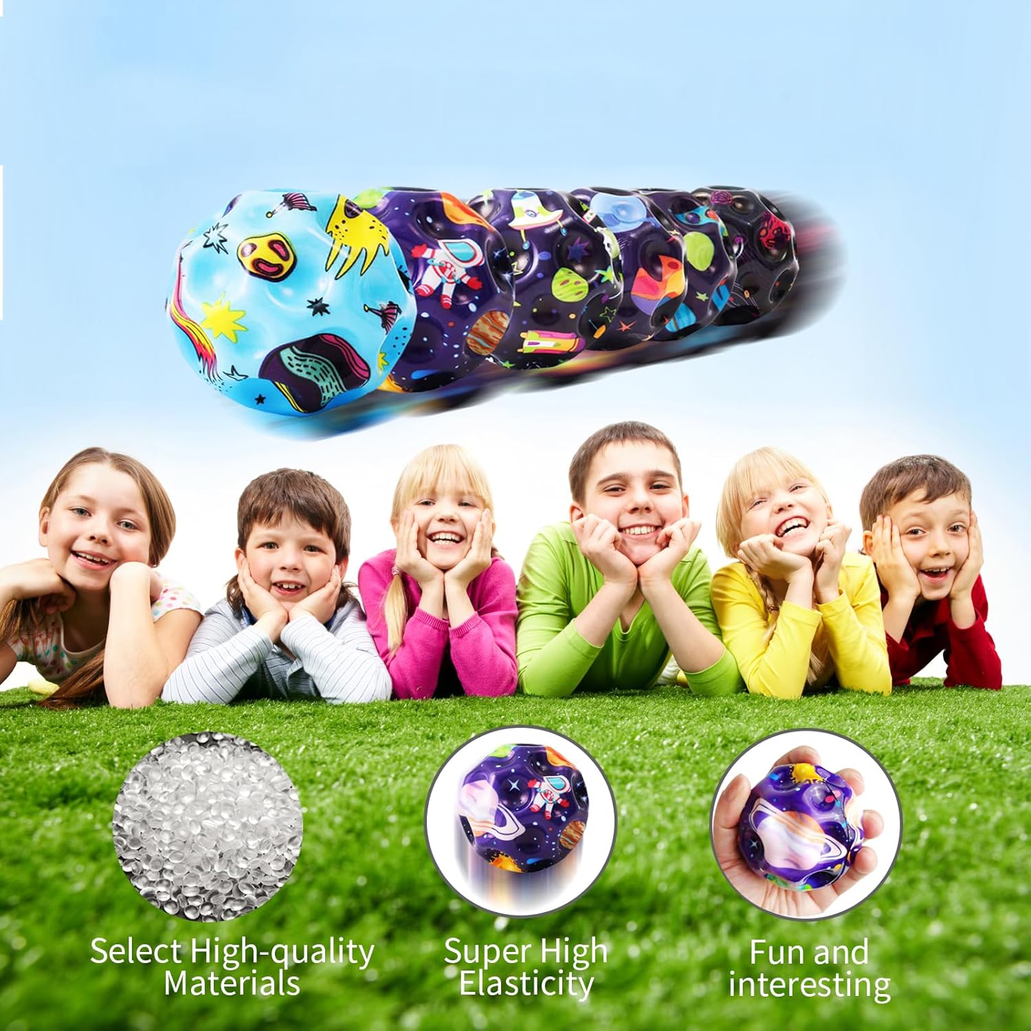 ZHEBAG Bouncy Ball, Colorful Big Super Bouncy Astro Balls, Extreme High Bouncing Balls for Kids,Fun Kids Lightweight Foam Jump Balls for Outside, Improve Hand Eye Coordination Ability (12 Pack)
