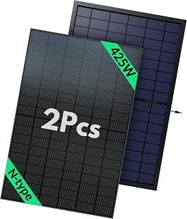 2pcs Bifacial Solar Panel N-Type 16BB 425W – Total 850W Bifacial Solar Panels with Anti-PID Technology Optimized for Farms Rooftops Marine Use Charging Stations and RVs