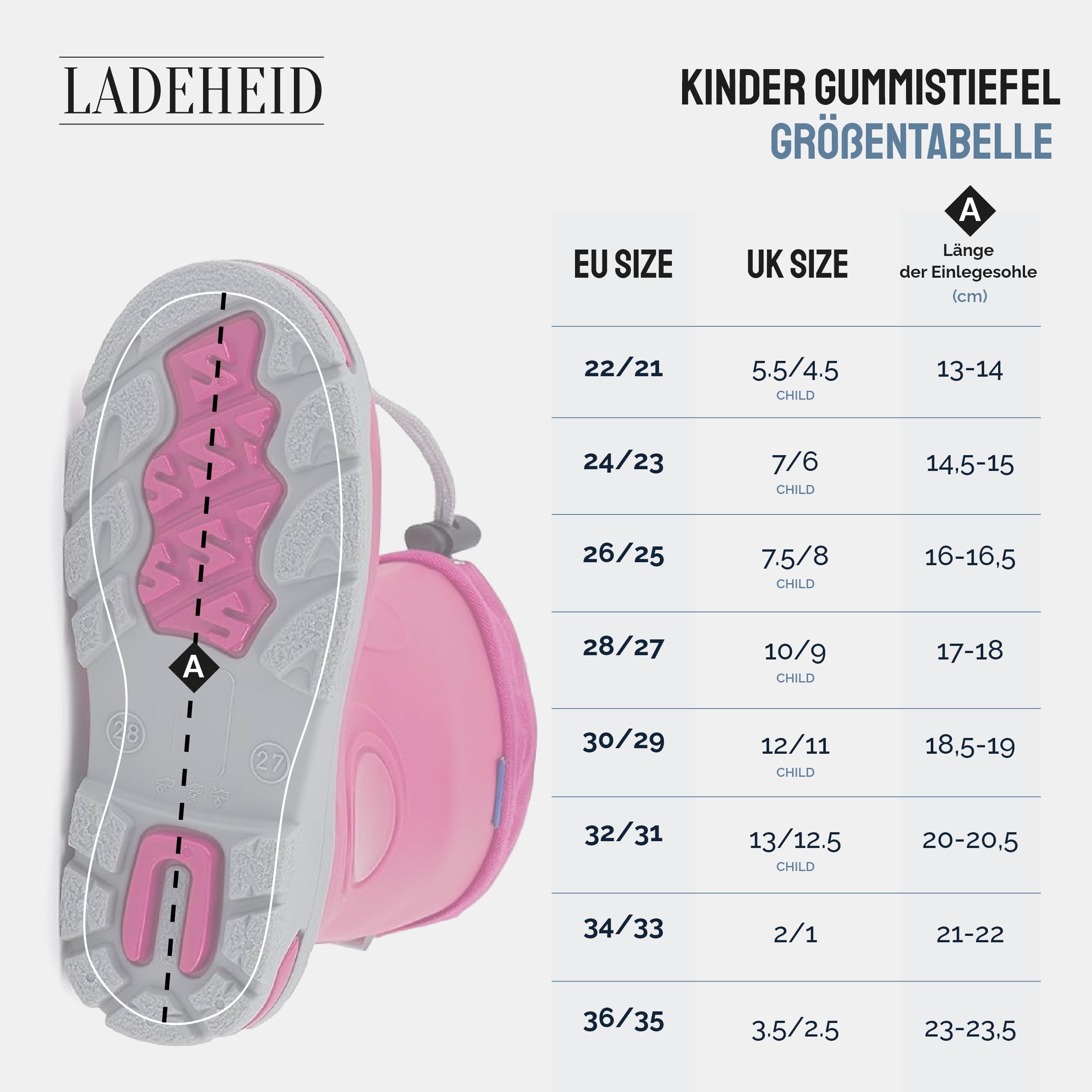 Ladeheid Bottes de Pluie en PVC Unisexe Enfant LARB014
