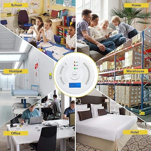 Miniatura 6 de Detector de monóxido de carbono, batería reemplazable, monitor de gas CO, detector de alarma con pantalla LCD digital y advertencia de sonido para