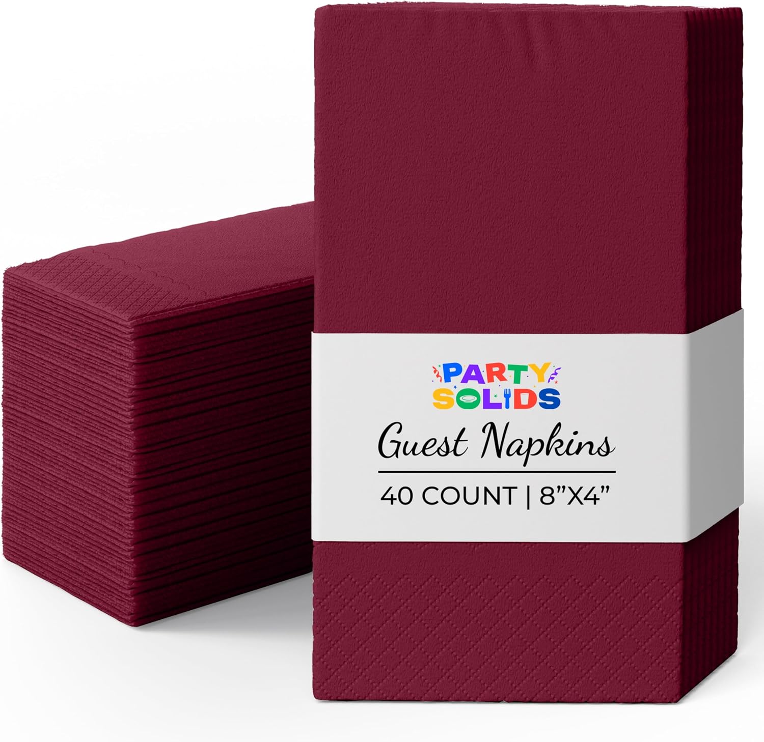 Party Solids Burgundy Dinner Napkins Disposable 8" x 4" Folded - 40 Pcs 2 Ply Burgundy Napkins Disposable Paper Guest Towels for Bathrooms, Dinners, Everyday Parties & Party Supplies | 2 Ply Burgundy Napkins Everyday, Absorbent Paper Dinner Napkins for Party, Dinners, Birthdays & Party Supplies