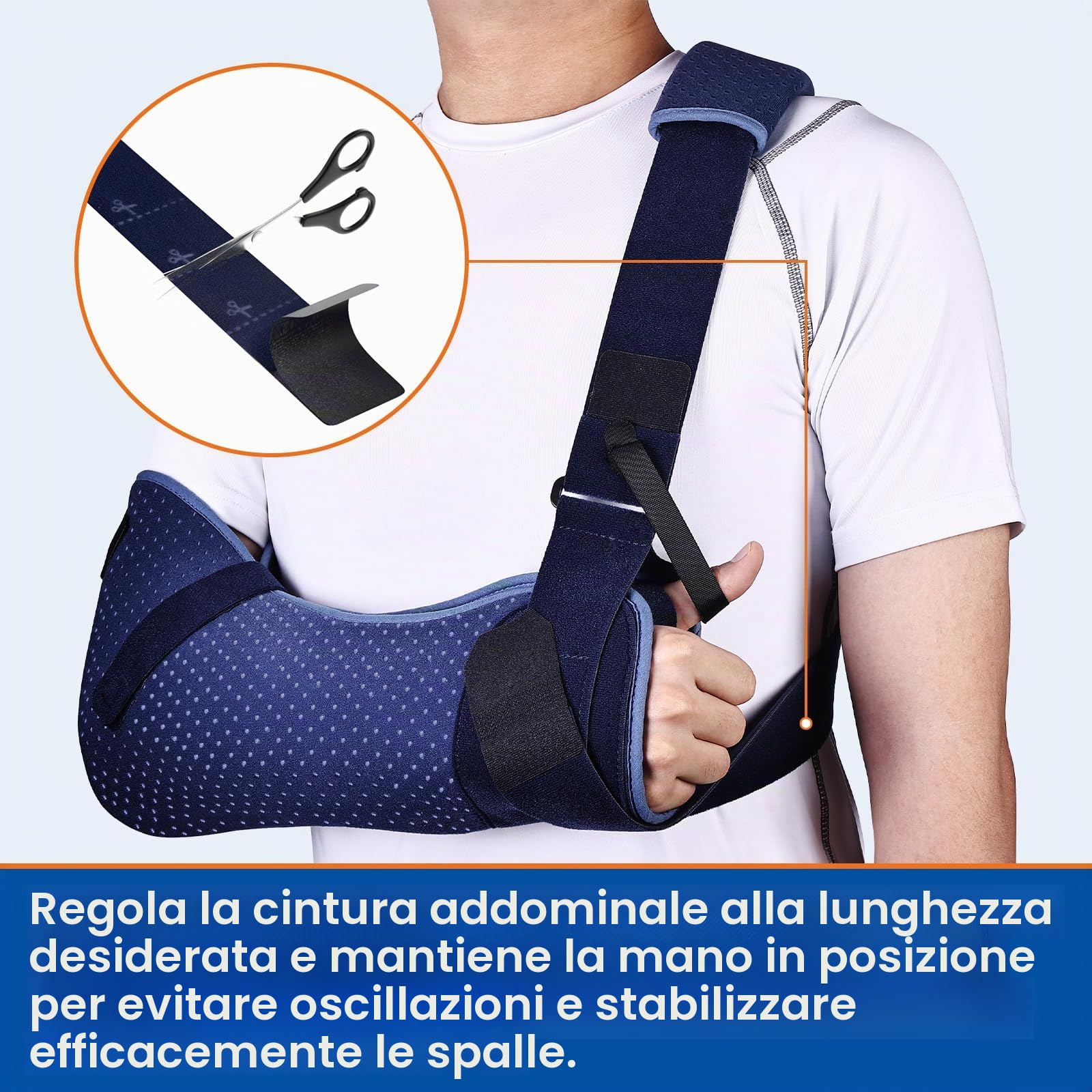Fascia Braccio Lesioni alla Spalla, Supporto Spalla con Cinturino in Vita per Lesioni alla Cuffia dei Rotatori, Mano, Polso(Versione Comfort, Sinistra, M, 73-104CM)