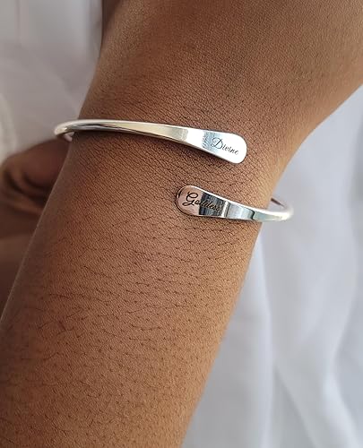 Miniatura 3 de Brass Cuff Bracelets Set, African Brass Bangles For Women, Hammered Ends Stacking Bracelets, Boho Tribal Cultural Jewelry (1 Silver Plated Divine