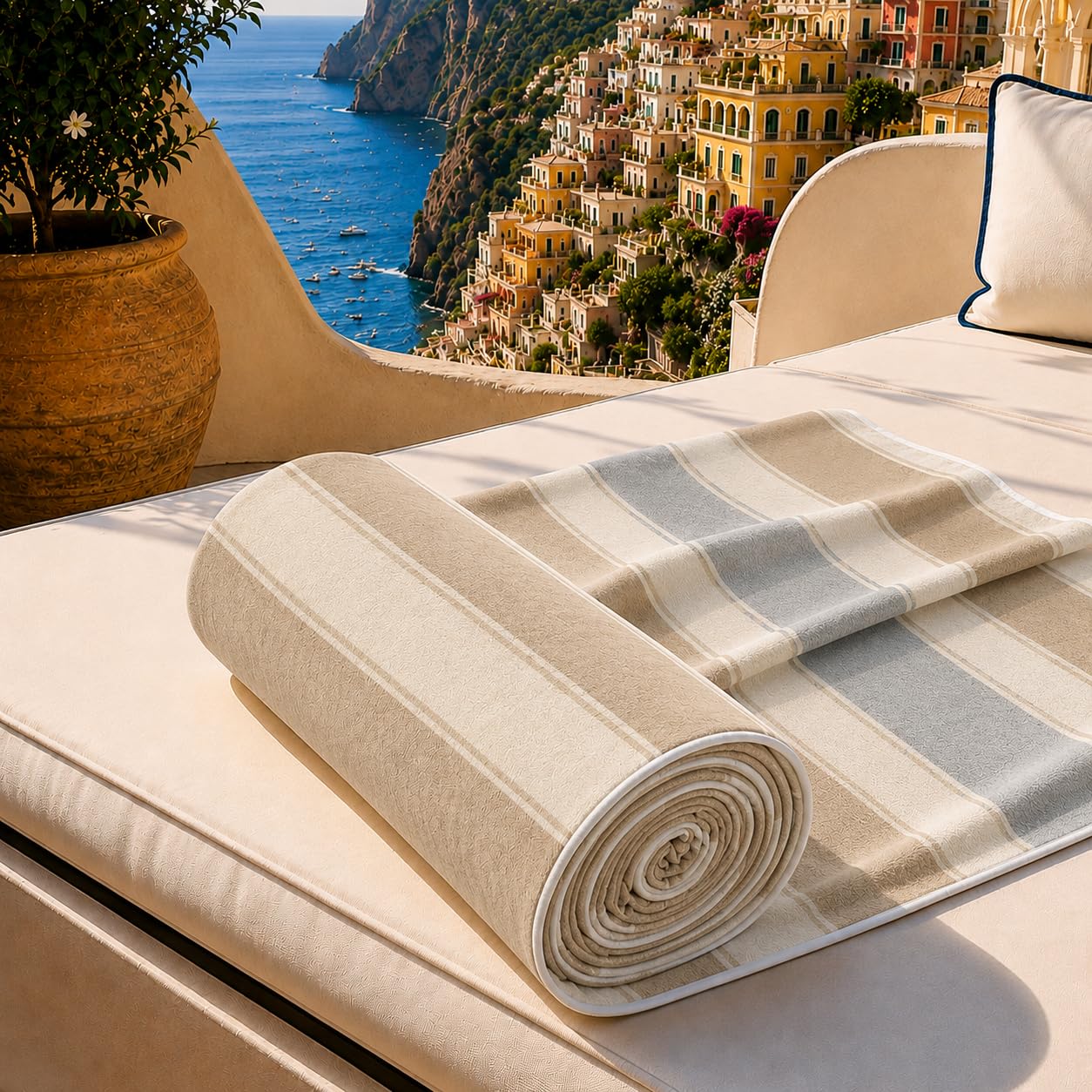 PETTI Artigiani Italiani - Microfibre Beach Towel, Beach or Pool Towel, Beach Towel, Large 90 x 180 cm, Millerighe 36
