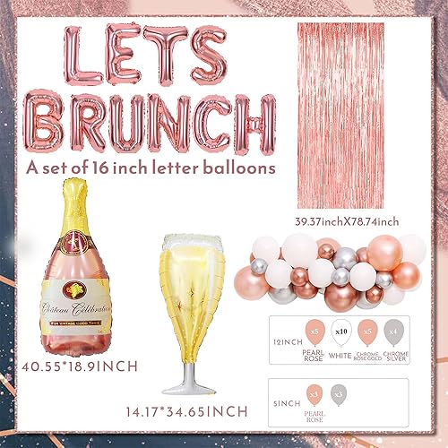 Miniatura 2 de LaVenty 43 piezas de decoración de brunch de brunch y burbujeante decoración de despedida de soltera Lets Brunch Banner floral para despedida de
