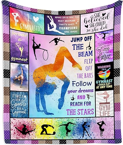 Manta de regalo de gimnasia de 60 x 50 pulgadas, regalo de gimnasia para niñas, decoración de sala de gimnasia, decoración de fiesta, ideas de